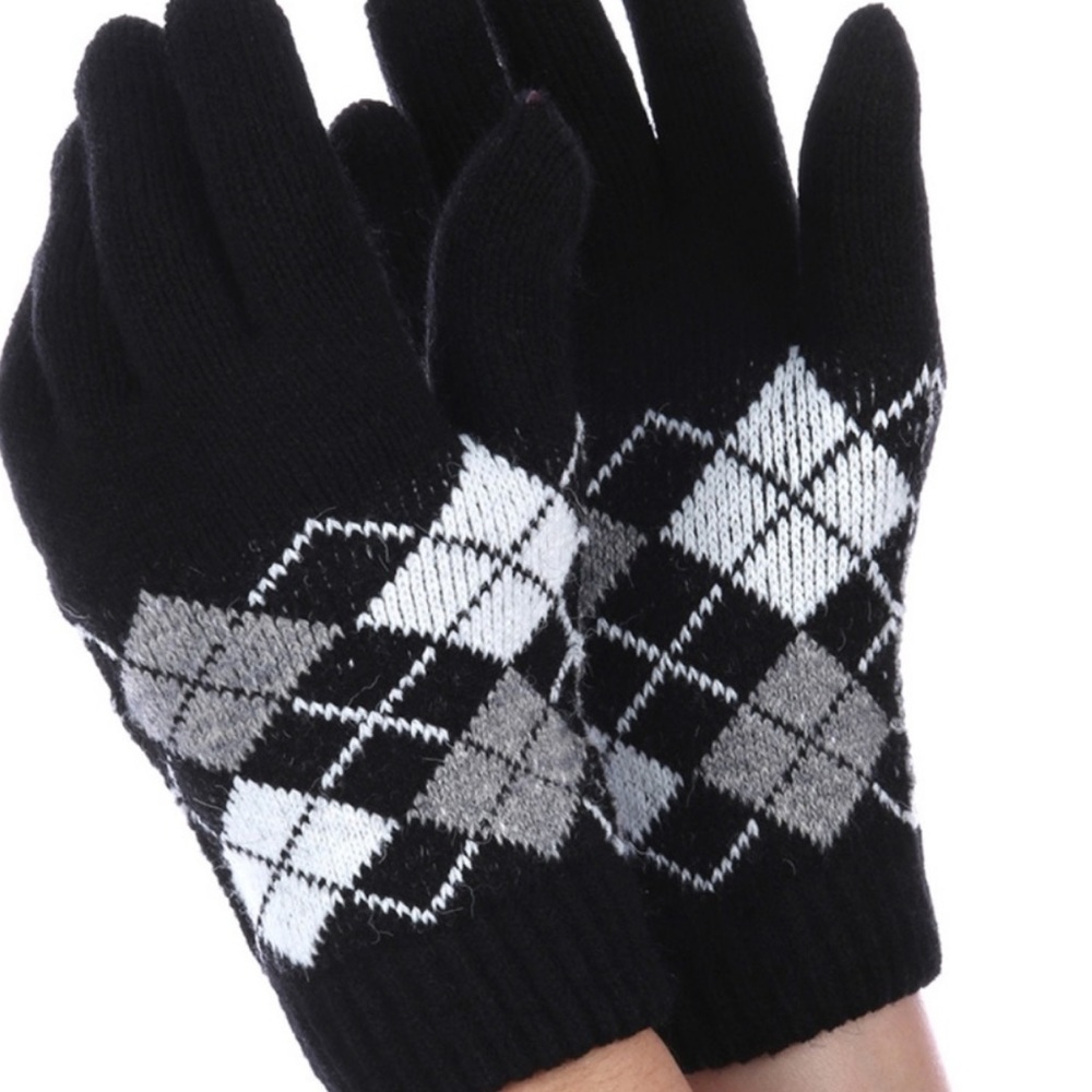 Black Argyle Gloves